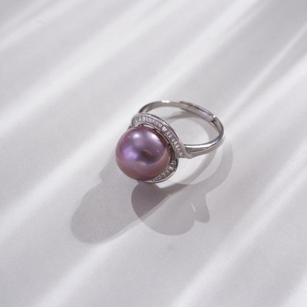 【Ring】Purple Natural Freshwater Pearl Ring, Office-Style Elegant Accessories, Designed Exclusively for Women