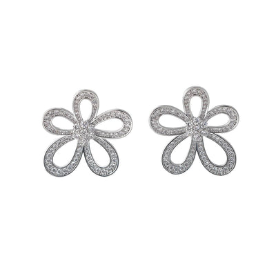 【Stud Earrings】Zircon Inlaid Hollow Flower Earrings, Romantic & Fresh, Ideal for Women Loving Sweet Styles