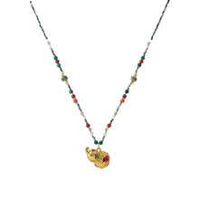 Load image into Gallery viewer, 【Pendant Necklace】Oriental Charm Beaded Necklace, Copper &amp; Gemstone Jewelry, Painted Gourd Pendant, Boho Ethnic Gift for Women