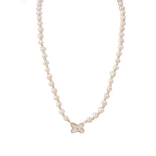 Load image into Gallery viewer, 【Pendant Necklace】White Pearl &amp; Gold Brass Beaded Chain with Clover Shell Pendant  Necklace Versatile Daily Jewelry Gift Lucky Charm for Women