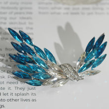 Load image into Gallery viewer, Flying Wing Crystal Brooch | Silver-Blue &amp; Gold-Pink Gradient Sparkle for Evening &amp; Formal Looks