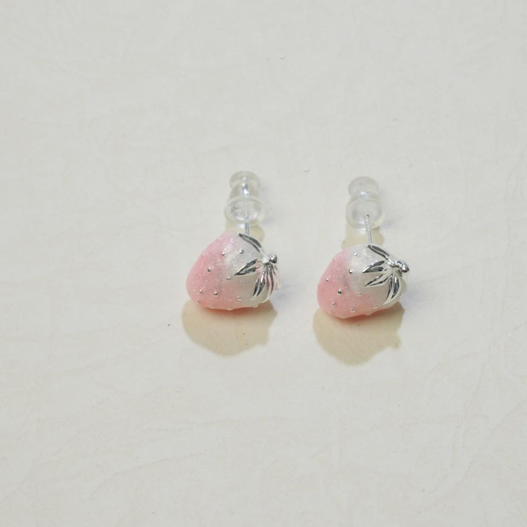 【Stud Earrings】Pink White Gradient Strawberry Shaped Earrings, Cute Sweet Accessory for Young Girls