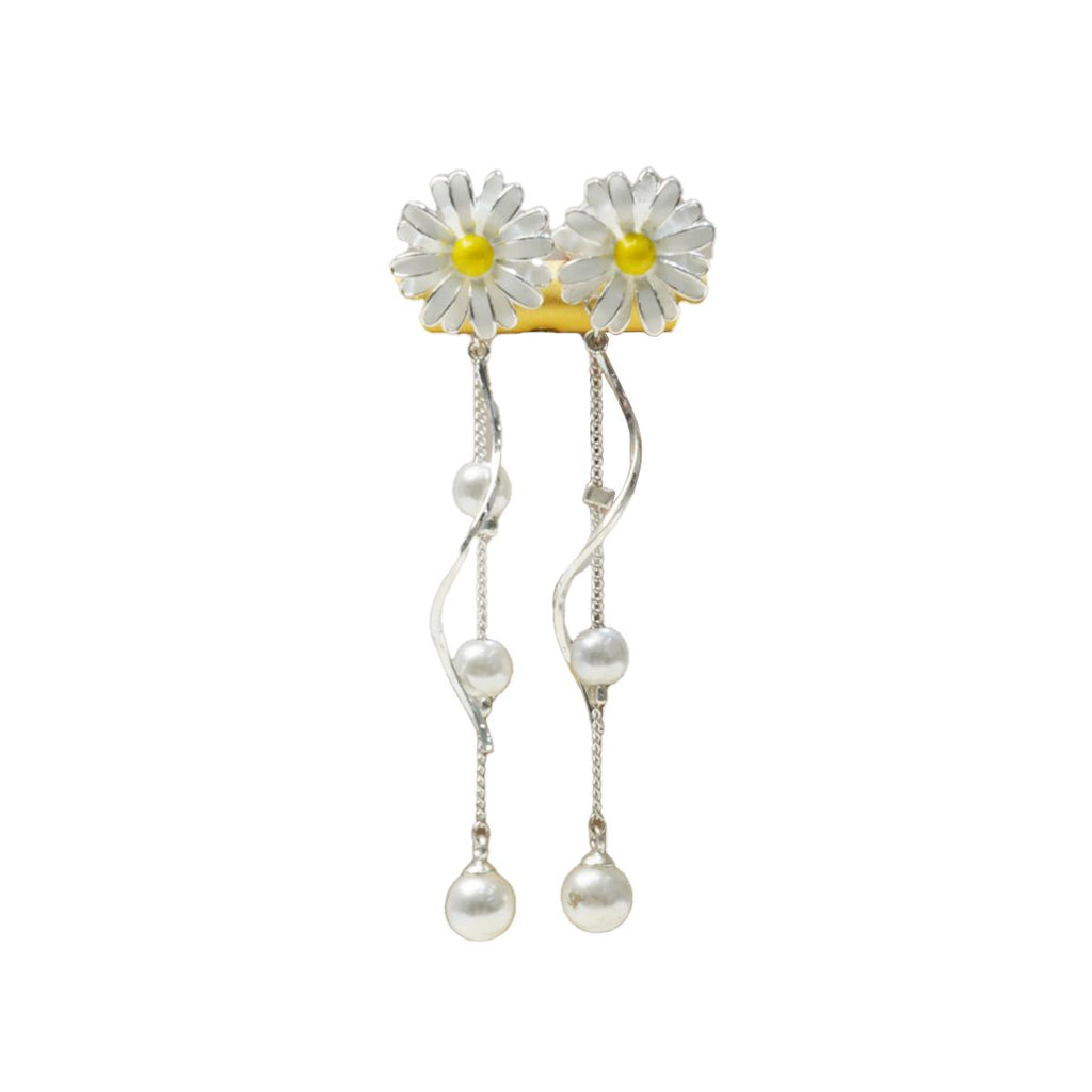 Anting-anting Daisy, Putih-Merah Jambu, Romantik dan Segar, Sesuai untuk Wanita yang Memuja Alam Semula Jadi, Anting-anting Jatuh Mutiara Earrings