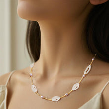 Load image into Gallery viewer, 【Necklace】Copper Chain Purple and White Natural Freshwater Pearl Necklace, Cupid&#39;s arrow Clasp, Love Necklace, Perfect Dating Gift