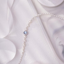 Load image into Gallery viewer, 【Necklace】Aquamarine Stone Accent Silver Chain Natural Freshwater Pearl Necklace, Perfect Gift for Women, Best Dating Wear
