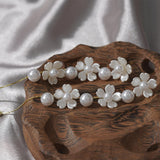 【Drop Earrings】Gold Plated Chain Floral Pearl Drop Dangle Elegant for Daily & Date Wear