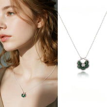 Load image into Gallery viewer, 【Pendant Necklace】S925 Sterling Silver Green Jade Flower Pendant with Zirconia Accents, Vintage Floral Jewelry, Elegant Daily Gift for Women