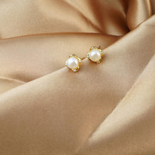 Load image into Gallery viewer, 【Stud Earring】Golden Floral Natural Pearl Stud Earring with Silver Post, Classic Jewelry Lightweight Design for Women Everyday Wear