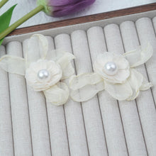 Load image into Gallery viewer, 【Stud Earrings】Pink/White Fabric Flower Earrings with Pearl, Romantic &amp; Sweet for Fashion Girls