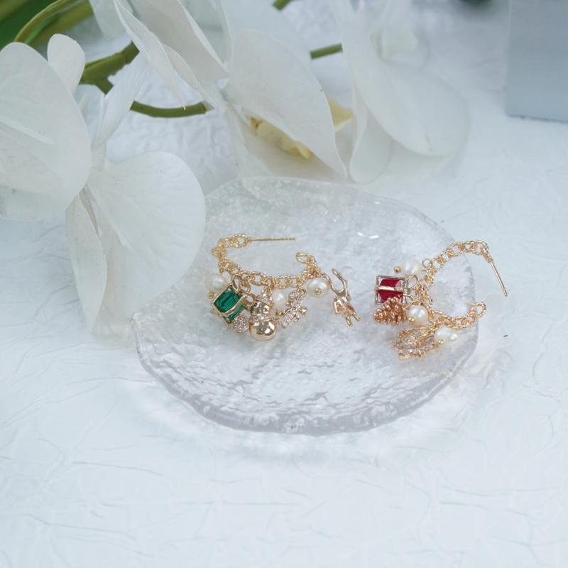 【Hoop Earrings】Alloy Zircon Pearl Gold-Plated Multi-Design Drop Earrings w/ Red Green Accents Statement Fashion Elegant Comfortable Women's Jewelry