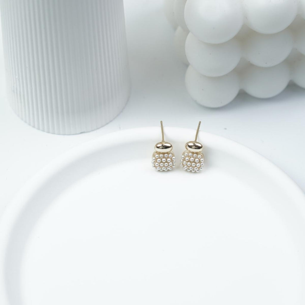 【Drop Earrings】 Gold-Plated Square Pearl Earrings, Elegant Delicate Design, Chic & Stylish for Women