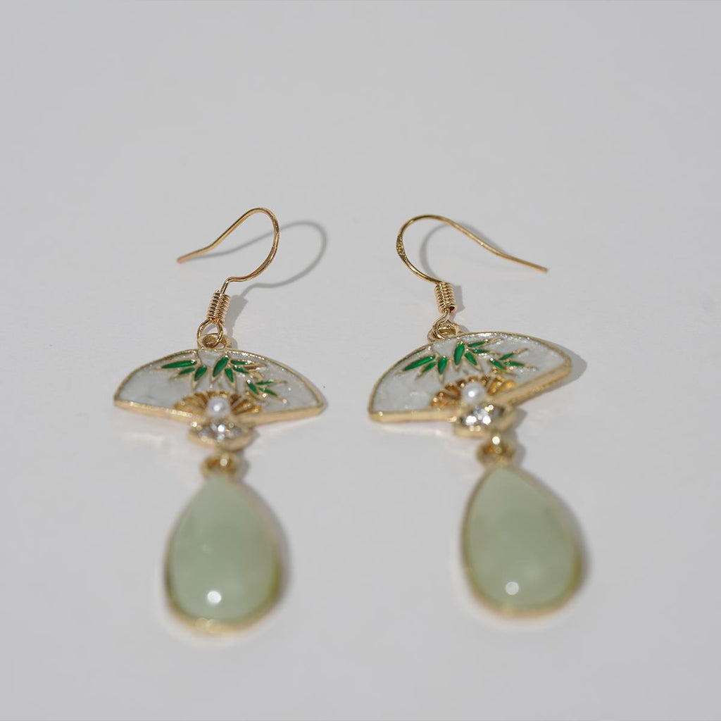Anting-anting Jatuh, Kipas Enamel Putih, Berbentuk Buluh, Hadiah Etnik untuk Kawan Karib
