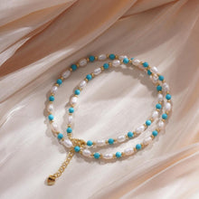 Load image into Gallery viewer, 【Necklace】Turquoise Stone Natural Freshwater Pearl Copper Necklace,Delicate Jewelry for Women