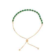 Load image into Gallery viewer, Adjustable Tennis Bracelet Stainless Steel Chain Green Cubic Zirconia Rose Gold Elegant Jewelry for Women
