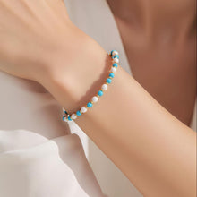 Load image into Gallery viewer, 【Bracelet】Turquoise Stones Natural Pearls Bracelet, Copper Chain Lightweight Design Elegant Bracelet for Ladies