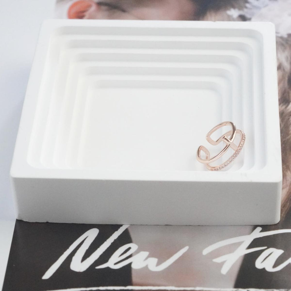 Gold-Plated & Silver Open Ring Set - Double Layer Elegant Minimalist Rings for Women