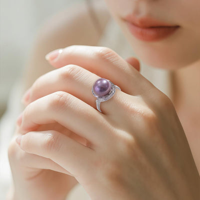 【Ring】Purple Natural Freshwater Pearl Ring, Office-Style Elegant Accessories, Designed Exclusively for Women