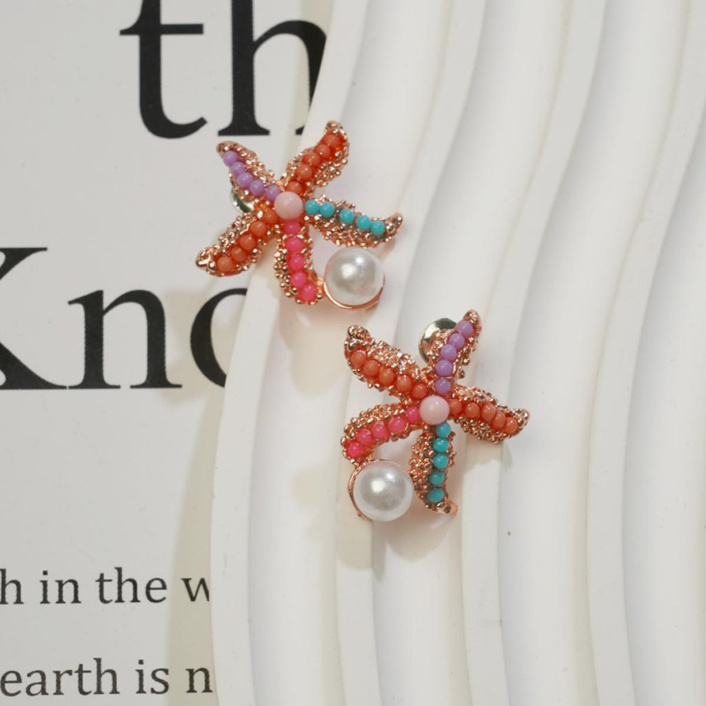 Subang Stud, Berwarna-warni, Subang Tapak sulaiman Manik dengan Mutiara, Gaya Percutian Musim Panas, Untuk Wanita Fesyen anting cute  earrings