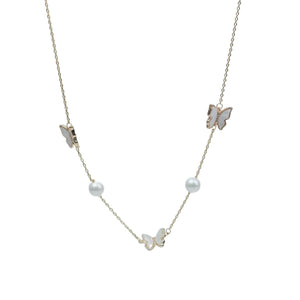 【Necklace】Elegant Romantic Necklace with Butterfly Pearl Pendant, Sweet & Vintage Style for Women