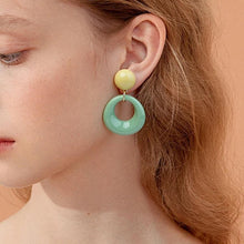 Load image into Gallery viewer, Drop Earrings with Double Layer Colorful Resin Ball &amp; Hoop Design,Trendy Jewellery for Women