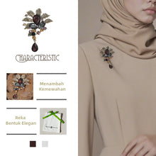 Load image into Gallery viewer, Kerongsang Bunga, Gaya Vintaj, dengan Batu Permata dan Reka Bentuk Anggur, Pin Asimetri, Barang Kemas untuk Wanita pin  brooch