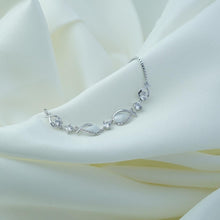 Load image into Gallery viewer, Elegant Silver-Tone Bracelet with Cat&#39;s Eye &amp; Zircon Stones, Adjustable Chain, Luxury Jewelry Gift for Women