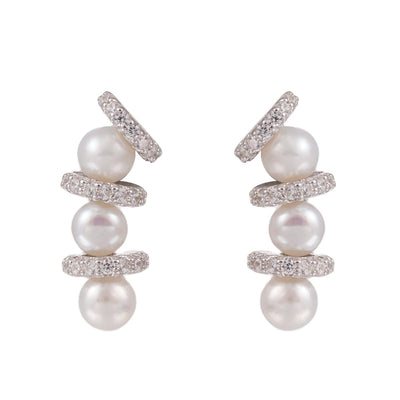 【Stud Earring】Shining Natural Freshwater Pearl Stud Earring with Silver Post, Classic Pearl Earring for Women, Hypoallergenic Earring
