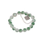 【Bracelet】Glass Bead Green Gradient Alloy Four-Leaf Clover Charm Bracelet Lucky Accessories for Women Daily Elegance
