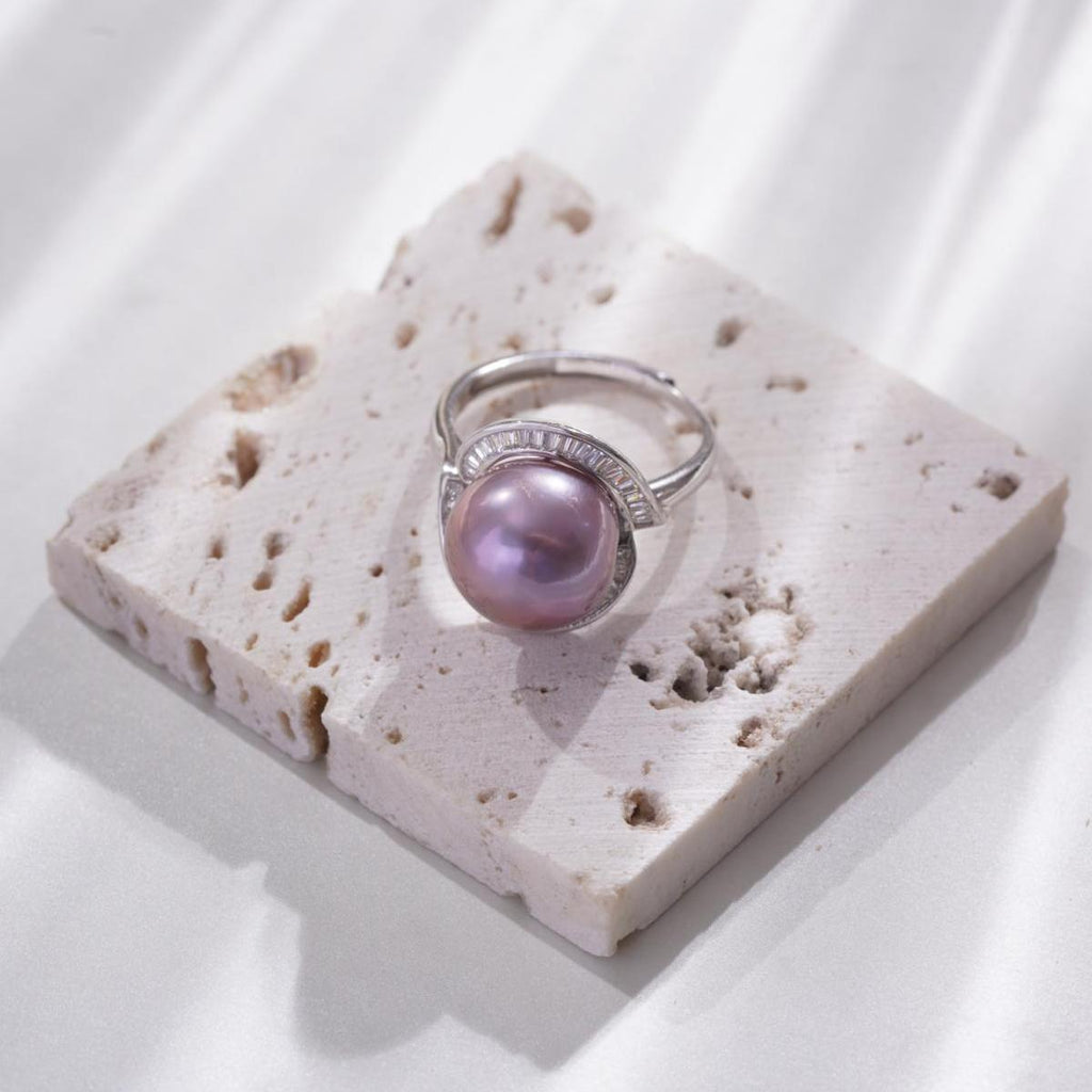 【Ring】Purple Natural Freshwater Pearl Ring, Office-Style Elegant Accessories, Designed Exclusively for Women