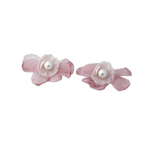 Load image into Gallery viewer, 【Stud Earrings】Pink/White Fabric Flower Earrings with Pearl, Romantic &amp; Sweet for Fashion Girls