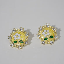 Load image into Gallery viewer, 【Stud Earrings】Yellow Vintage Earrings with White &amp; Green Accents,Delicate Design