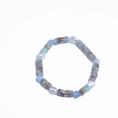 Lilac Pearl & Gold Spacer Bead Bracelet for Women - Twilight Gradient Adjustable Charm