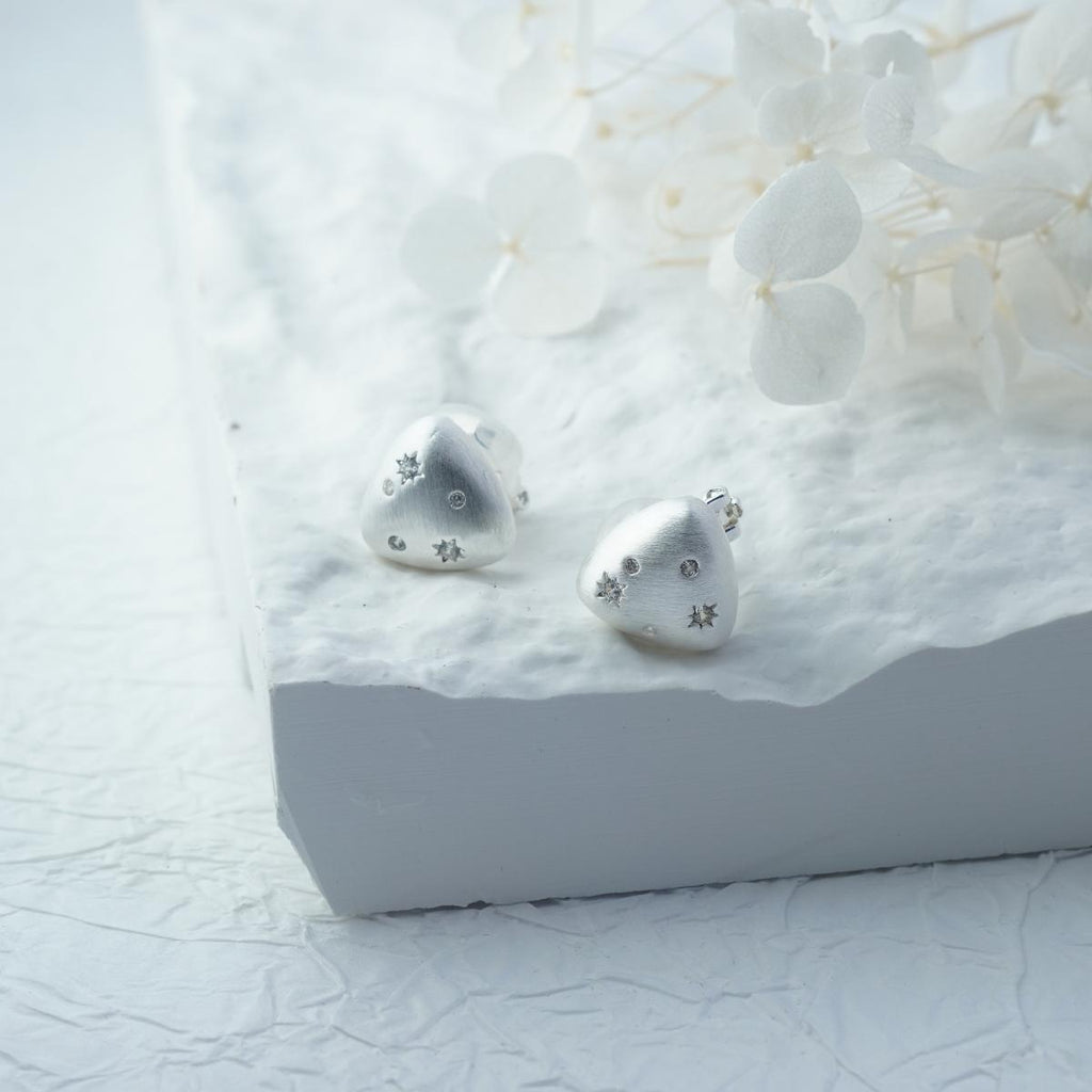 【Clip-On Earrings】Matte Triangle Zircon Earrings Star & Circle Design Jewelry for Elegant Women