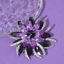 Load image into Gallery viewer, Midnight Blossom Brooch Purple &amp; Black Gem Accent - Enchanting Elegance for Women