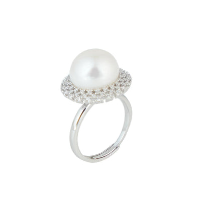 【Ring】Silver Pearl Zircon Ring Natural Freshwater Pearl Jewelry Gift Elegant Minimalist Design Versatile Daily & Formal Wear for Women Seeking Timeless Elegance