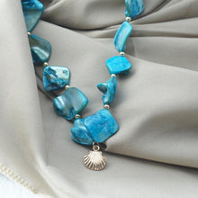 Load image into Gallery viewer, 【Earrings/Necklace】Blue Natural Stone Earrings/Necklace with Metel Shell Charms, Unique Textured Design for Beachy Vibes Lovers