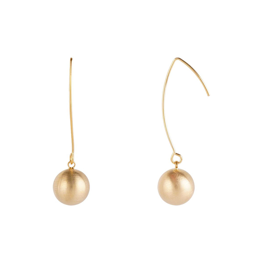 Gold Ball Drop Earrings Stainless Steel Hook Textured Surface Minimalist Modern Elegant Jewelry for Women