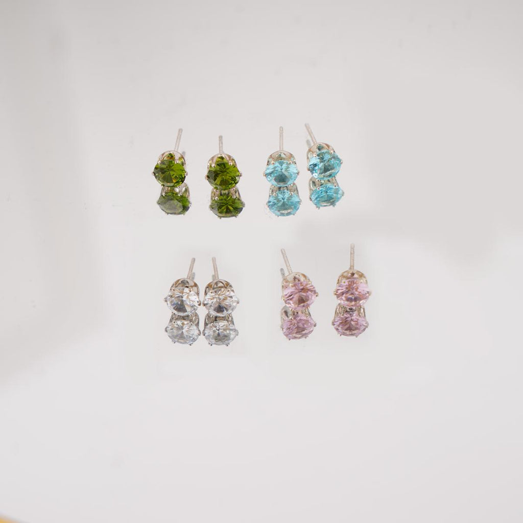 【Stud Earrings】Alloy Zirconia Multi-Color Minimalist Stud Earrings Elegant Sparkle for Women