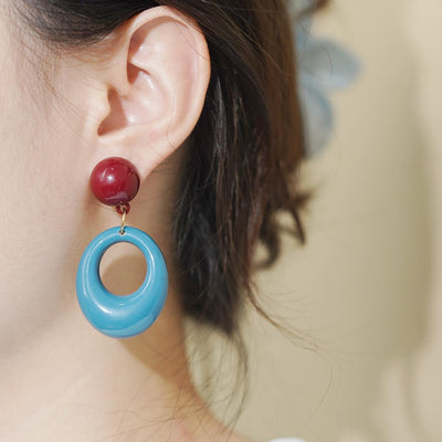 【Drop Earrings】Block Geometric Earrings,Irreguar Hoop Design,Chic Jewelry for Fashion Women