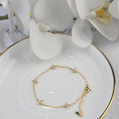 【Bracelet】Elegant Four Leaf Clover Zircon Bracelet, Delicate Daily & Party Accessory for Fashion Women