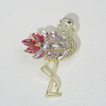 Load image into Gallery viewer, Flamingo Brooch Gold-Toned Gradient Stones - Tropical Vacation Style Gift for Trendy Girls