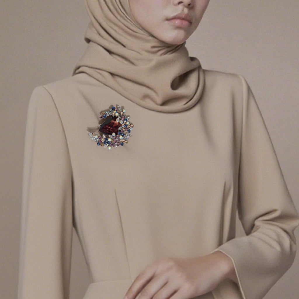 Kerongsang besar bahu Kristal Titisan Air Mata, Berinspirasikan Vintaj, Berlian Buatan Berwarna-warni, Gaya Glam, Sesuai untuk Penampilan Malam dan Parti