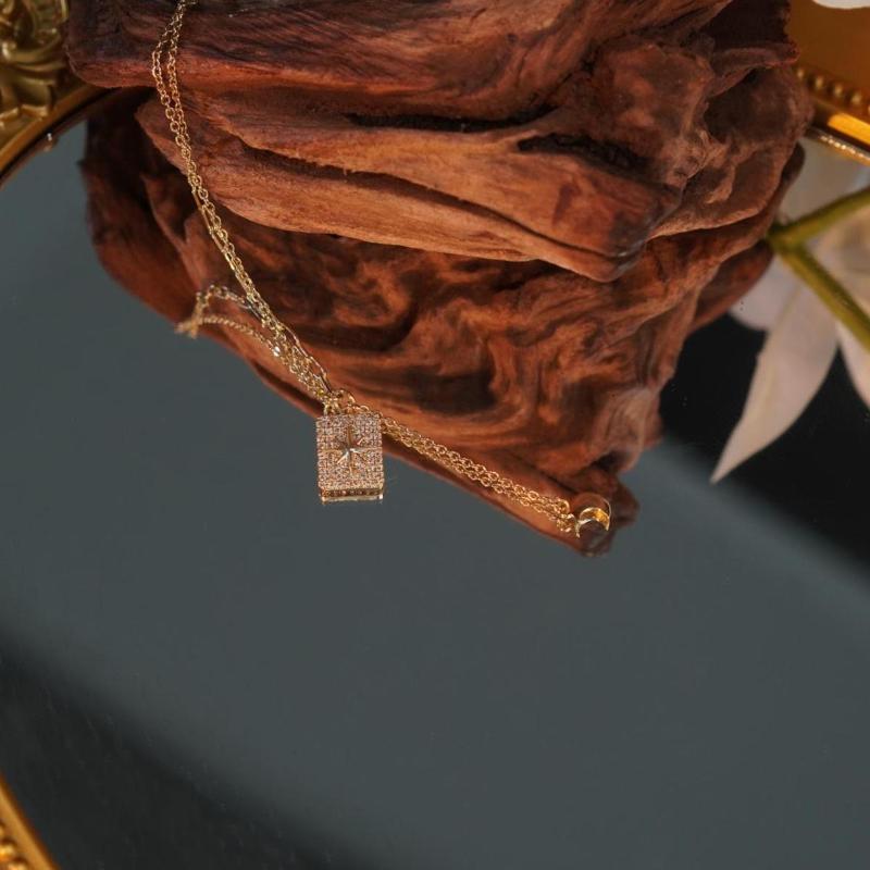 【Pendant Necklace】 Copper Star & Moon Pendant Necklace with Elegant Accent Jewelry for Women