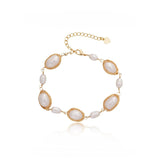【Bracelet】Copper Woven Chain with Natural Freshwater Pearl Bracelet, Women Shining Elegant Gift