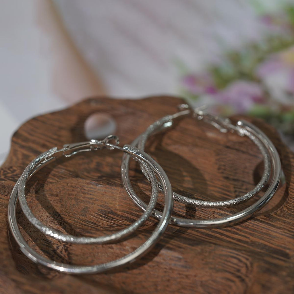 Subang Gelung, Perak, Aloi Bertekstur, Gaya Harian Bergaya, Penting untuk Wanita Bohemian Earrings