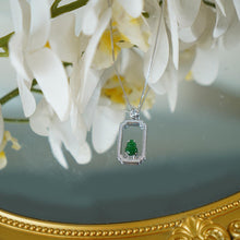 Load image into Gallery viewer, 【Pendant Necklace】 Jadeite Pendant Shining Zircon with Silver-made Chain Pendant Necklace, Delicate Jewelry for Women Daily Wear