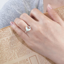 Charger l&#39;image dans la galerie, Cincin Ekor Duyung, Hijau Kecerunan Enamel, Hiasan Zirkon, Barang Kemas Dongeng, Sesuai untuk Gadis Pencinta Lautan stainless  steel  ring
