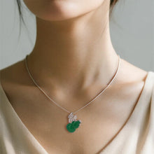 Load image into Gallery viewer, 【Pendant Necklace】Green Chalcedony Gourd Pendant Necklace with Alloy Accents &amp; Zircon  Elegant Daily Lucky Charm Jewelry Gift for Women