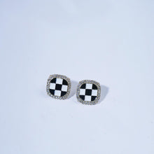 Load image into Gallery viewer, 【Stud Earrings】 Checkerboard Square Earrings Crystal Halo Modern Minimalist Chic