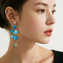 Load image into Gallery viewer, 【Earrings/Necklace】Blue Natural Stone Earrings/Necklace with Metel Shell Charms, Unique Textured Design for Beachy Vibes Lovers